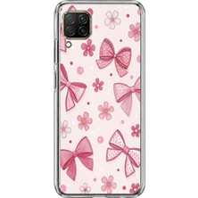 TechTree Huawei P40 Lite Uyumlu Pembe Fiyonk, Çiçek ve Puantiye Baskılı Silikon Kılıf