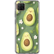 TechTree Huawei P40 Lite Uyumlu Yeşil Zeminli Sevimli Avokado Baskılı Silikon Kılıf