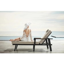 SCY Oceras Modern Şezlong Bahçe Uzanma Yatağı Ahşap Detaylı Bahçe Mobilyası Daybed
