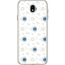 TechTree Samsung Galaxy J7 Pro Uyumlu Nazar Boncuğu Güneş ve Hilal Baskılı Silikon Kılıf