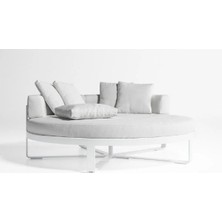 SCY Beyhcite Bahçe Koltuğu Havuz Başı Divan Havuz Yatağı Şezlong Beyaz Metal Plaj Yatağı Modern Daybed