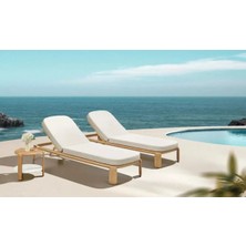 SCY Eroisa Masif Ahşap Şezlong Modern Havuz Başı Daybed Uzanma Yatağı
