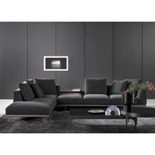 SCY Mano Modern L Köşe Koltuk Takımı Füme Oturma Grubu Salon Odası Özel Tasarım Koltuk Takımı Metal Ayak