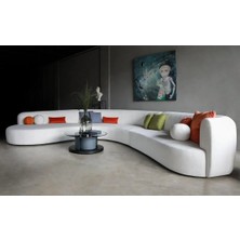 SCY Luna Modern 3 Parça Oval Teddy Koltuk Takımı Büyük Salon Oturma Grubu L Köşe Koltuk Takımı