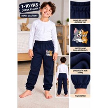 Tpn Kids Çocuk Lacivert Tom ve Jerry Baskılı Üç Iplik Şardonlu Eşofman Altı / Pijama Altı