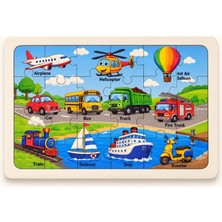 KSB Store Taşıtlar - 24 Parça Ahşap Puzzle