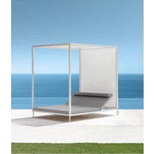 SCY Newport Iki Kişilik Kare Havuz Başı Bahçe Divan Çatılı Bahçe Koltuk Tenteli Daybed Şezlong