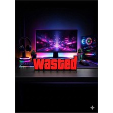 Wasted Yazı Figürü Masa Dekoru - Oyuncu Odası Gaming Aksesuarı Kırmızı 20 cm