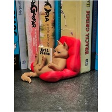 Kitap Okuyan Kedi Figürü Kitaplık Süsü,tatlı Masa Süsü