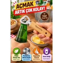 Open City Bambu Saplı Metal Şişe Açacağı Gazoz Soda Meşrubat Kapak Açacak Ergonomik Mutfak Aparatı 14 cm