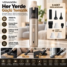 Yms Venandin 19000 Pa Kablosuz Şarjlı El Süpürgesi Fırçasız Motor 3 Kademeli Araç Ev Ofis Süpürgesi 6 Aksesuarlı