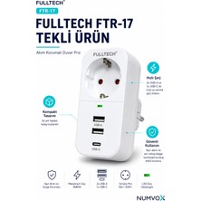 Numvox 2.4A Çıkışlı 2xusb 1xtype-C Tekli Priz Ftr-17