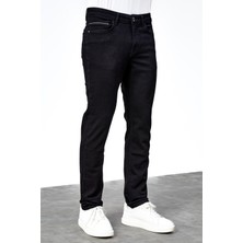 Hlt Jeans Erkek Siyah Şeritli Regular Fit Likralı Boru Paça Rahat Kesim Jean Kot Pantolon HLTHE001914