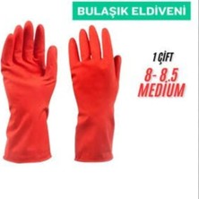 Temizlik ve Bulaşık Eldiveni M Beden (8–8,5) – Doğal Lateks, Kaymaz Yüzey, Esnek