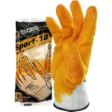 Protect | Sport-10 Eldiven, Latex Kaplı Örme Eldiven, 10XL, Beyaz - Sarı