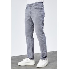Hlt Jeans Erkek Gri Regular Fit Boru Paça Likralı Rahat Kesim Jean Kot Pantolon HLTHE001983