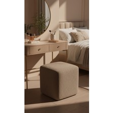 Eden Home Makyaj Masası Pufu Küp Puf Çok Amaçlı Teddy Kumaş