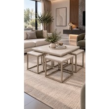 Mat Altın Renkli Home Plus Mobilya Boggor 5'li Bonjs Orta Sehpa 75x75 cm Şık Dekor ve Fonksiyonel Kullanım
