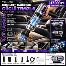 Yms Venandin Yakumia 17.000 Pa Kablosuz Şarjlı El Süpürgesi 6000 Mah Fırçasız Motor Katlanabilir Araç Süpürgesi