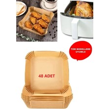 48 Adet Kare Airfryer Pişirme Kağıdı Hava Fritözü Kare Model Pişirme Kağıdı Airfryer Yağsız Firitöz