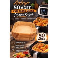 Airfryer Pişirme Kağıdı 50 Adet Hava Fritözü Kare Model Pişirme Kağıdı Airfryer Yağsız Firitöz