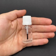 10 cc Fırçalı Cam Şişe - Şeffaf - 10 ml Kilitli Kapaklı Fırçalı Cam Şişe x 3 Adet