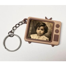 Kişiselleştirilebilir Vintage Tv Fotoğraflı Anahtarlık