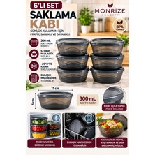 6’lı Saklama Kabı Seti 300 ml | Kapaklı Plastik Gıda Kahvaltılık Buzdolabı Saklama Kabı