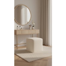 Eden Home Makyaj Masası Pufu Küp Puf Çok Amaçlı Teddy Kumaş