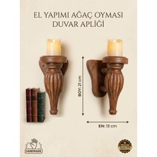 Art By Aslı Ahşap Oymalı Dekoratif Duvar Apliği & Mumluk 21X13 cm - El Yapımı Otantik Duvar Şamdanı