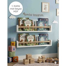Emta Tasarım 60 cm Ikili Set Beyaz Naturel Raf Çocuk Bebek Odası Aksesuar Dekorasyon Montessori