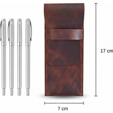 Oh Deer Leather Hakiki Deri Çoklu Kalemlik-4 Kalem Kapasiteli - Kahverengi