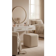 Eden Home Makyaj Masası Pufu Küp Puf Çok Amaçlı Teddy Kumaş