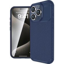 Str Store Apple iPhone 16 Pro Kılıf Auto Focus Karbon Kapak - Lacivert