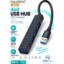 Numvox Fh2 4 Port USB Hub Çoklayıcı – USB 3.0 5 Gbps + 3× USB 2.0, Usb-C Güç Girişli Tak Çalıştır USB Çoğaltıcı