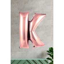 King Shark K Harfi Rose Gold Folyo Balon 100 cm 40 Inç 1 Metre Baş Harf Balon