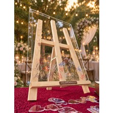 Evlilik Sepetim Düğün-Nişan-Kına Full Şeffaf Pileksi Dikdörtgen Anı Kutusu (50 CM X 35 CM ) Kalem ve Şövale Hediyeli (Yazı Alanı Ön Pileksi dir.)