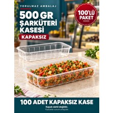 Yorulmaz Ambalaj 500 gr Kapaksız Şarküteri Kasesi 100’LÜ – Şeffaf Dikdörtgen Meze ve Salata Kabı