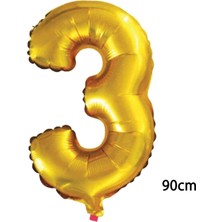King Shark 90 cm 3 Rakamı Folyo Balon Altın