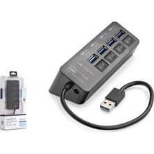 İetop Ietop HDX7056 USB 3.1 Gen1 Anahtarlı Hub 4 Port 5 Gbps Siyah