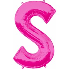 King Shark 1 Metre Pembe S Harfi Folyo Harf Balon Pembe Folyo Balonsevgiliye Özel Dekor Balon S