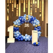 King Shark Krom Gold Pastel Koyu Mavi Makaron Mavi Balon Zinciri 100 Adet
