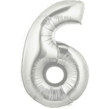 King Shark Şekilli Supershape Silver Rakam Folyo Balon 6 Numara