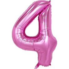 King Shark Fırsat Ayı 4 Rakam Folyo Balon Pembe 90CM (40INCH) 1 Adet