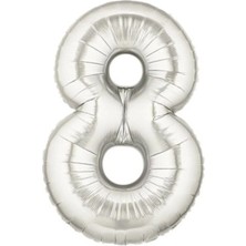 King Shark Şekilli Supershape Silver Rakam Folyo Balon 8 Numara