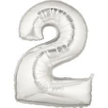 King Shark Şekilli Supershape Silver Rakam Folyo Balon 2 Numara
