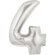 King Shark Şekilli Supershape Silver Rakam Folyo Balon 4 Numara