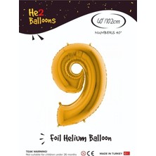King Shark Balon 9 Rakam Altın Folyo Balon 40 Inç