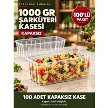 Yorulmaz Ambalaj 1000 gr Kapaksız Şarküteri Kasesi 100’LÜ – Şeffaf Derin Dikdörtgen Meze ve Salata Kabı