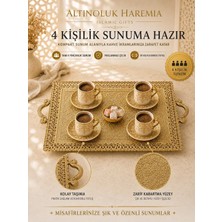 Altınoluk Haremia 4 Kişilik Paslanmaz Çelik Tepsi | Kulplu Dekoratif Sunum Tepsisi